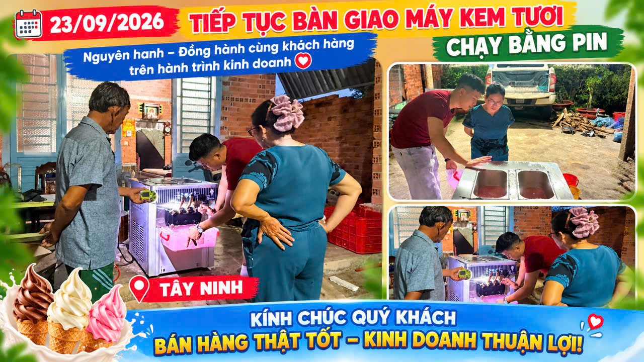 🎬 NGÀY 23/9/2026 – TIẾP TỤC BÀN GIAO BỘ LƯU ĐIỆN DÀNH CHO MÁY KEM TƯƠI 🍦🔋